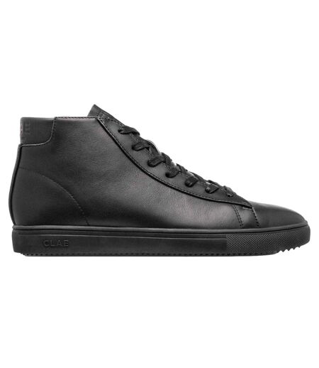 Unisex Adult Bradley Leather Mid Cut Trainers Triple Black CLAE
