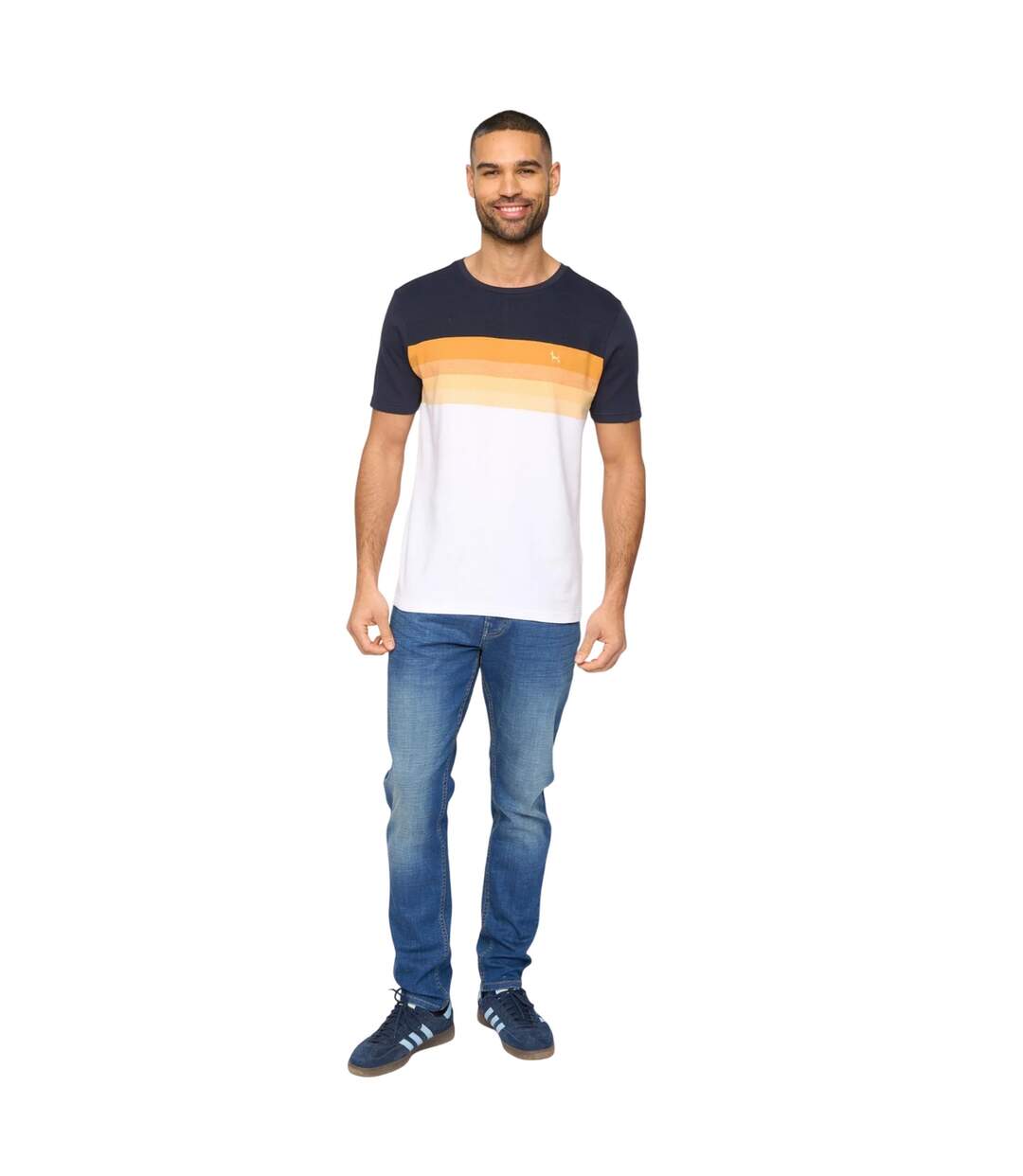 Mens kemble t-shirt navy/orange Bewley & Ritch-3