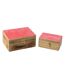 Lot de 2 Boîtes Déco en Bois Cœur 20cm Rose & Naturel-1