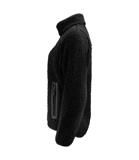Womens/ladies Kingsley Sherpa Fleece Jacket Black James Harvest