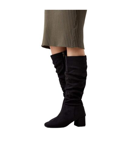 Womens/ladies kaya ruched knee-high boots natural black Dorothy Perkins