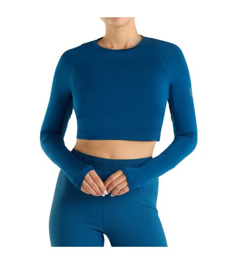 Womens/ladies pro long-sleeved training crop top poseidon Umbro