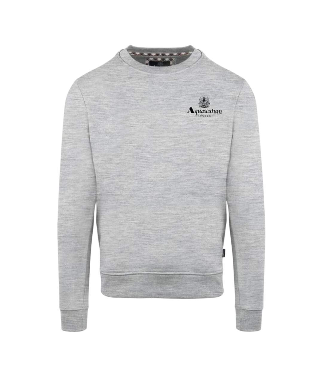 Mens Small Logo Crew Neck Long-sleeved Sweatshirt Grey Aquascutum-1
