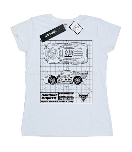 Disney - T-shirt CARS LIGHTNING MCQUEEN BLUEPRINT - Femme (Blanc) - UTBI13739