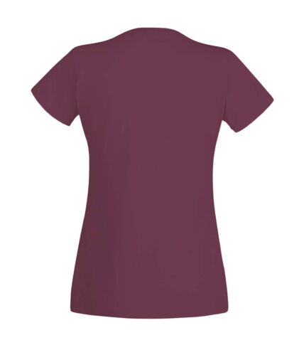 Womens/Ladies Value Fitted Short Sleeve Casual T-Shirt (Oxblood)