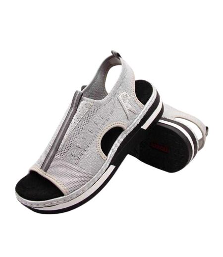 Womens/ladies Wedge Sandals Grey Rieker