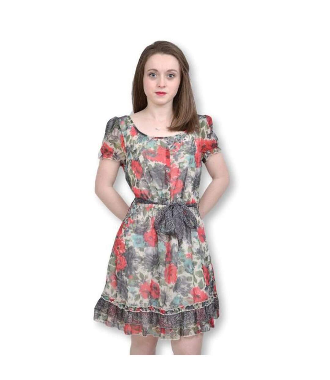 Robe sans manche femme  imprimée motifs fleurs-1