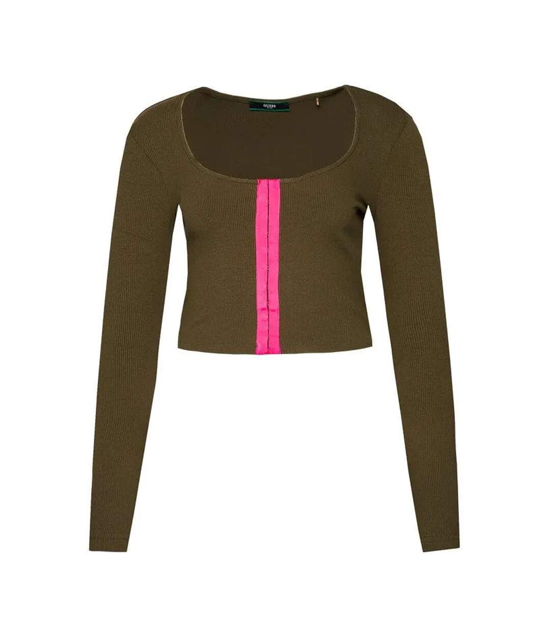T-shirt Court Manches Longues Femme Vert Kaki Guess-2