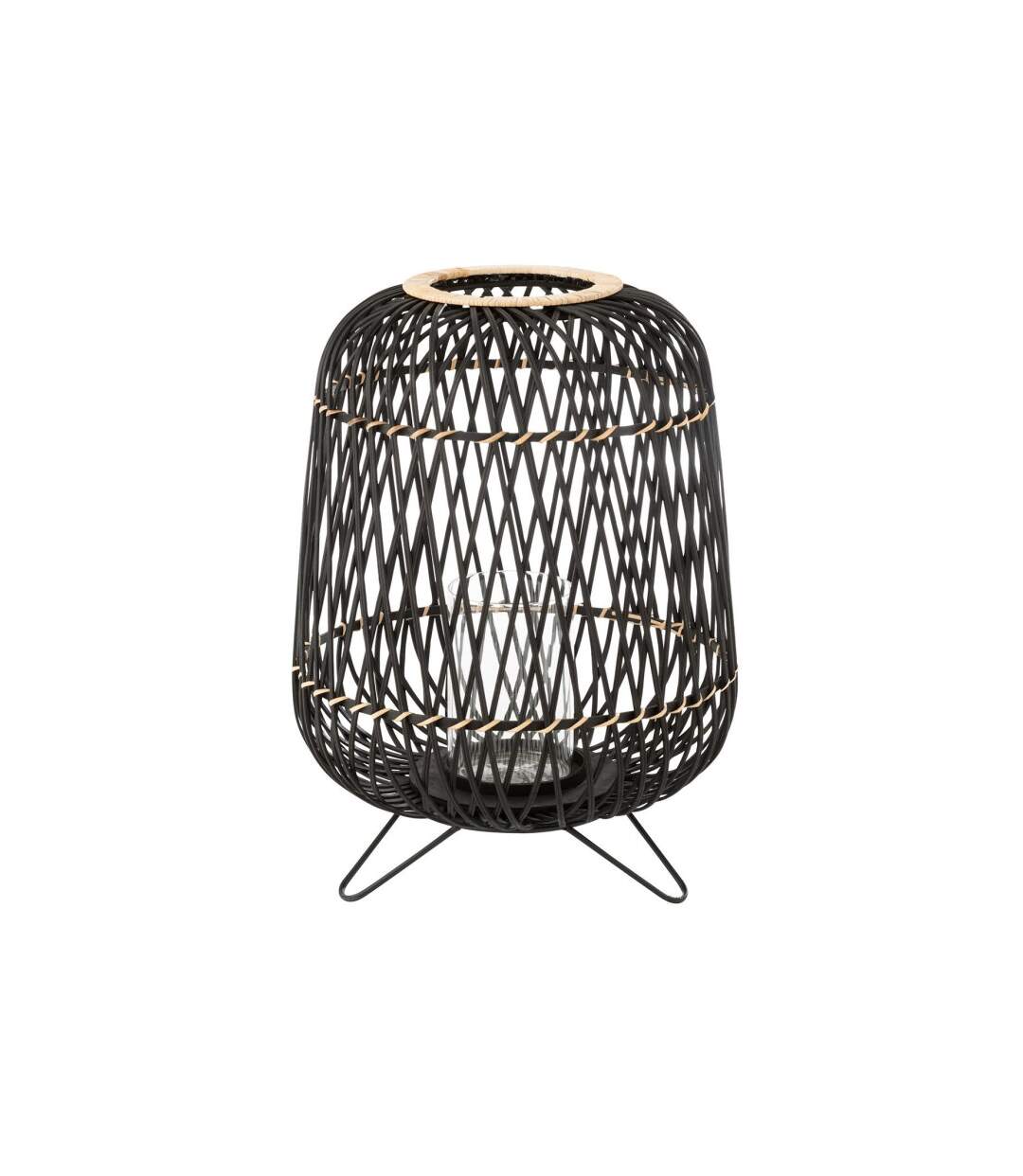 Lanterne Déco Bambou sur Pied 57cm Noir-1