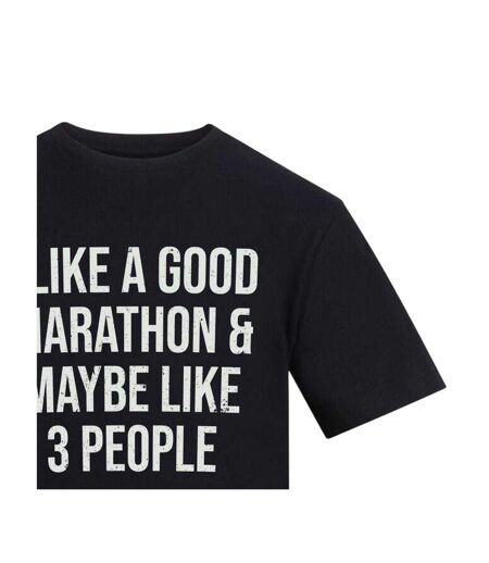 Mens I Like A Good Marathon T-shirt Black AWD
