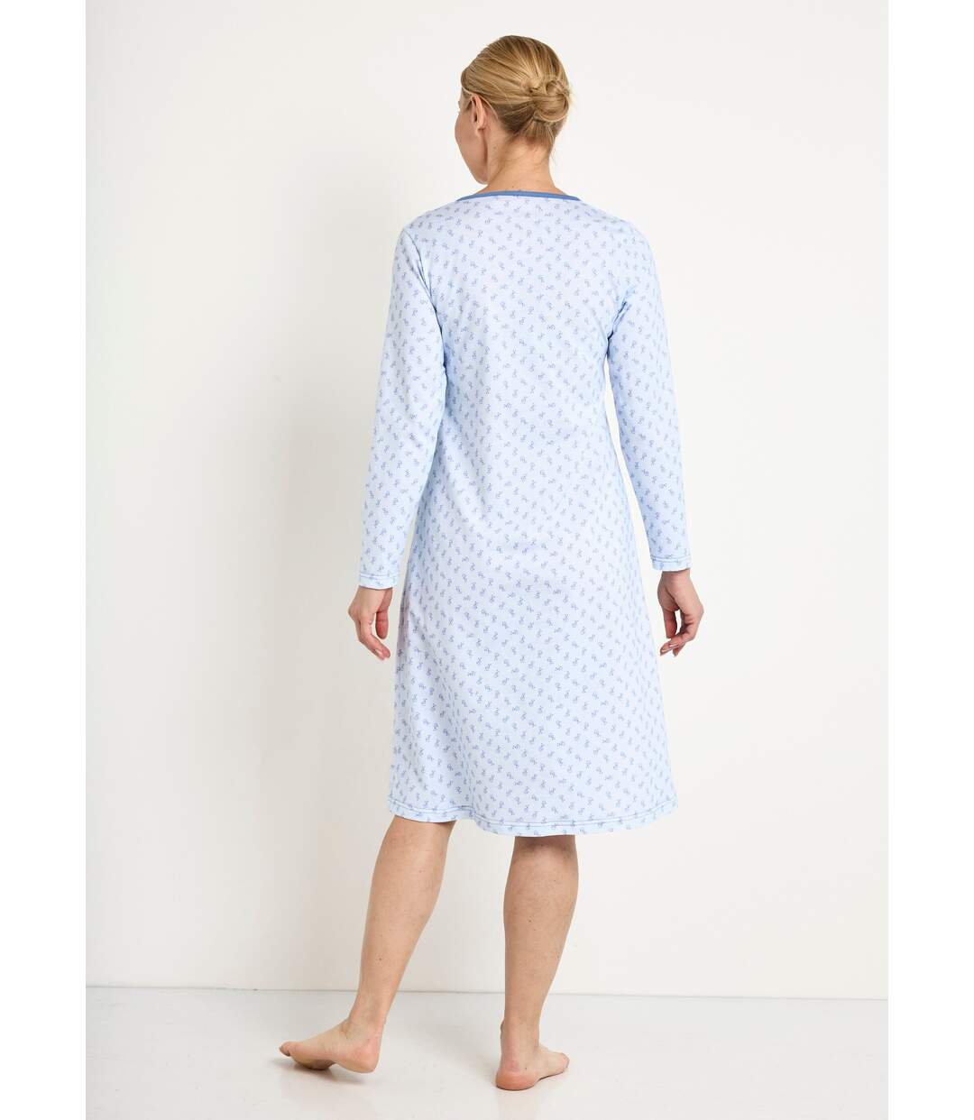 Chemise de nuit longue manches 3/4 coton imprimé-2