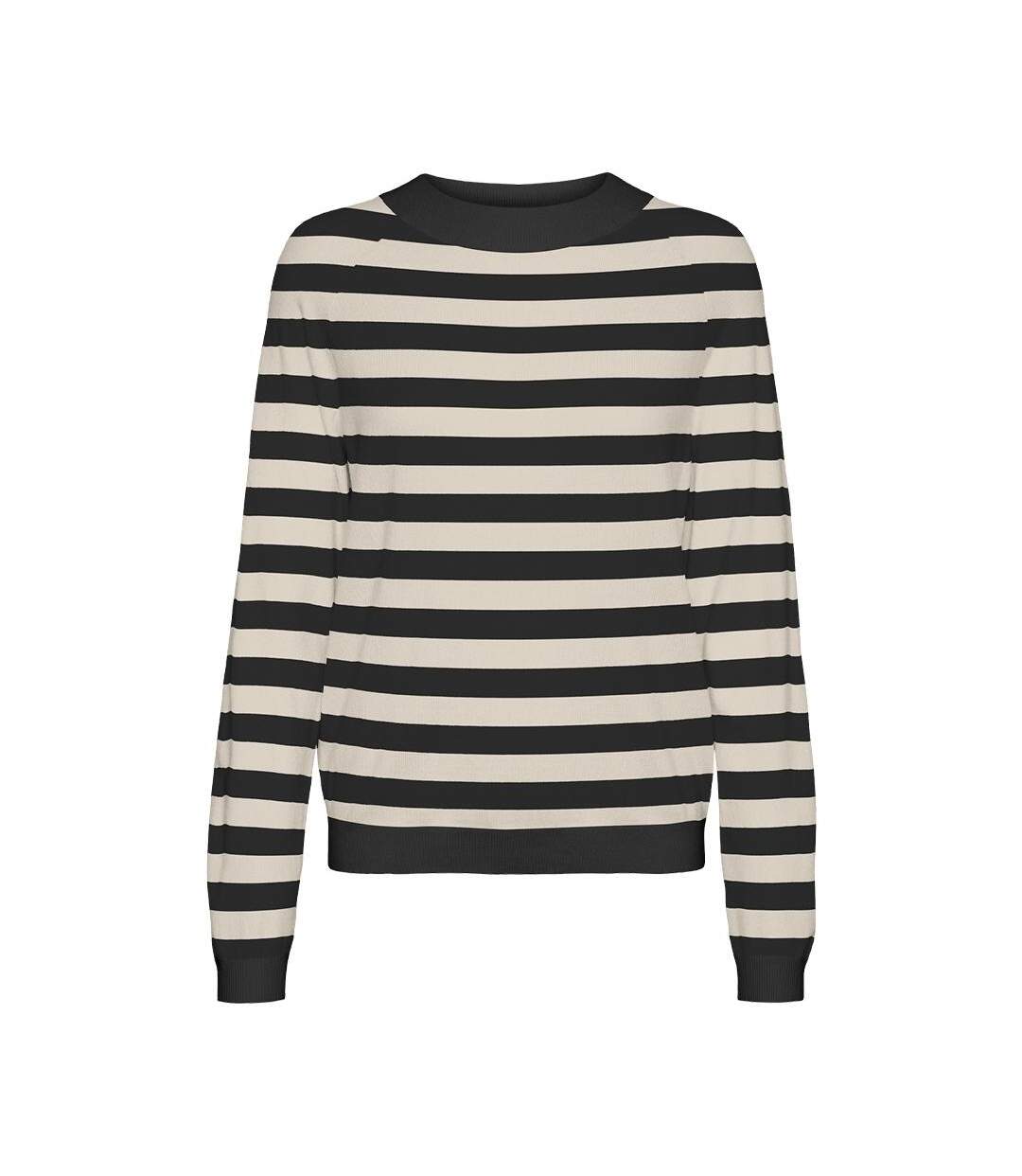 Pull beige/noir femme vero moda happiness - s-1