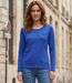 MAYFLOWER NINJA3 : Tee-shirt manches longues bleu roi uni en pur coton-1