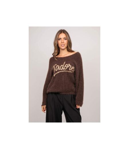 Pull maille poilue fil doré message KOPERDI - Dona X Lisa