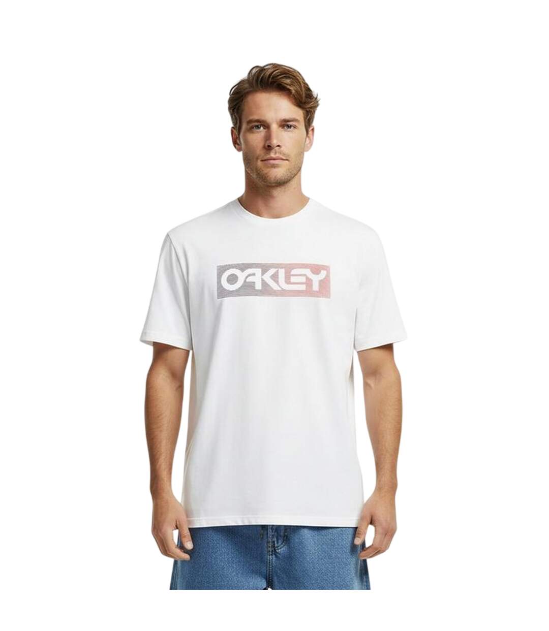 Mens Dual Logo Soft Touch Regular T-shirt White Oakley-1