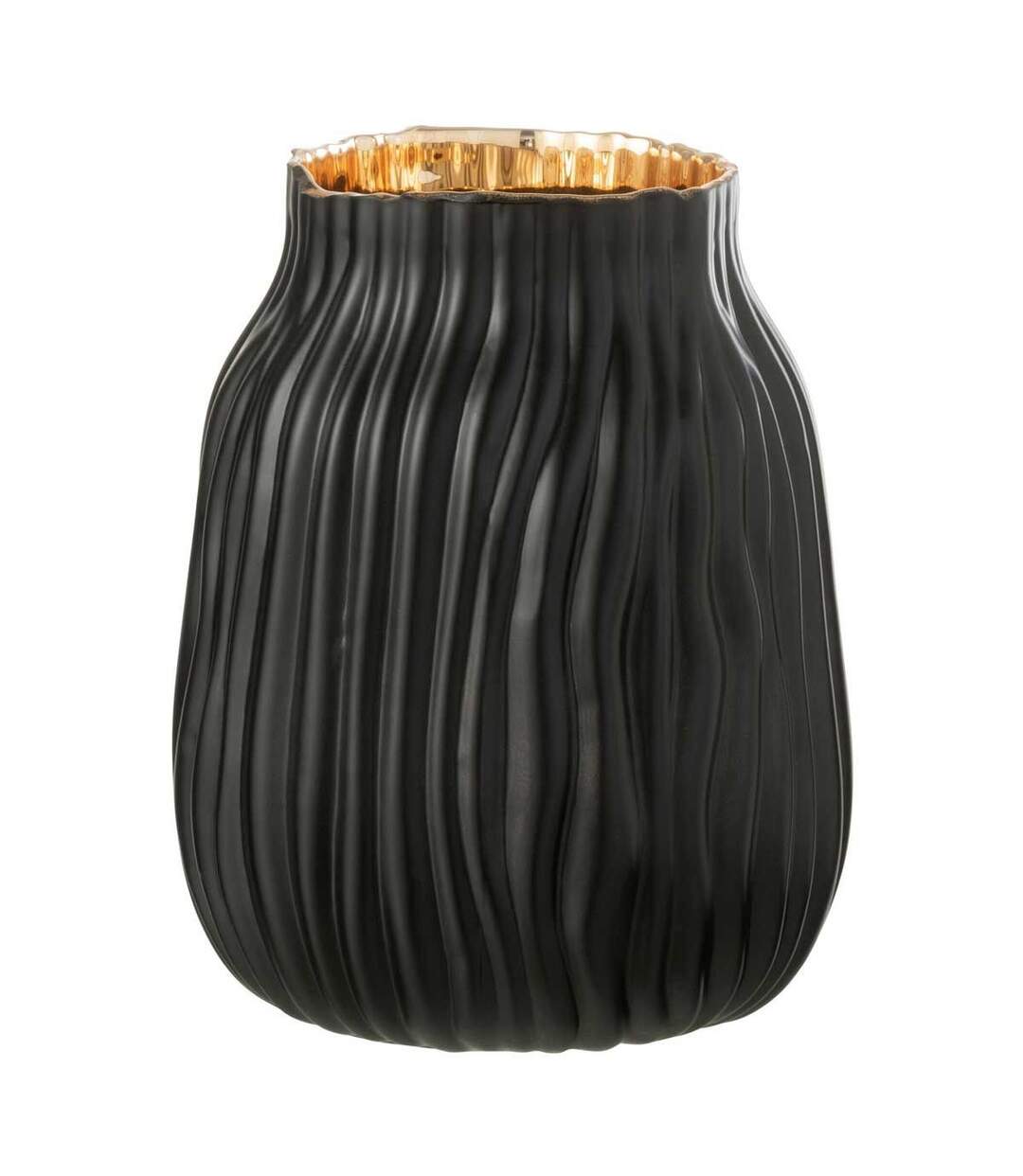 Vase à Rainures en Verre Louis 20cm Noir-1