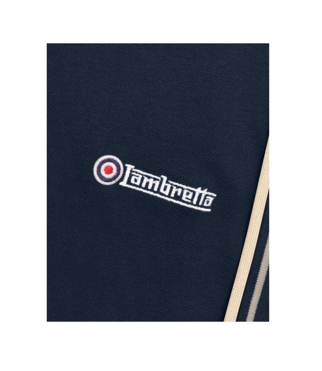 Polo Motif/style Rayure Contrastée Sur Bord Homme Bleu Marine Taupe Lambretta-4
