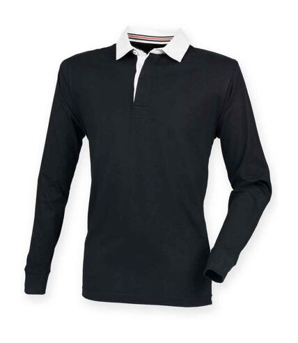 Mens premium rugby shirt black Front Row