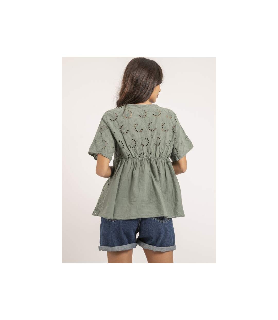 Blouse manches courtes broderies anglaises FEBO - Dona X Lisa