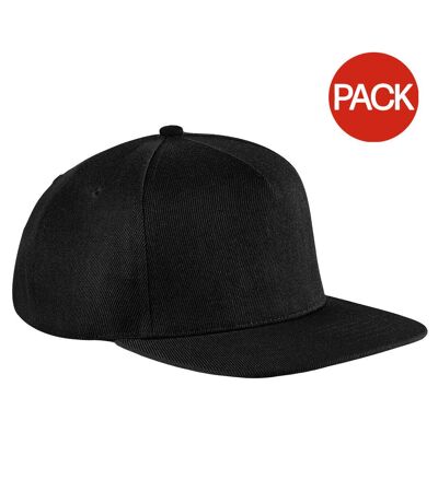 Lot de 2  casquettes à visière plate adulte noir/noir Beechfield