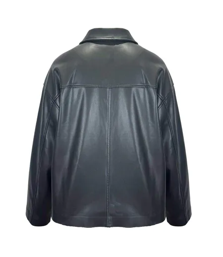 Womens/ladies Faux Leather Bomber Jacket Black Jack Wills