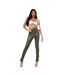 Legging Motif/style Fente Latérale Femme Vert Kaki Missy Empire-1