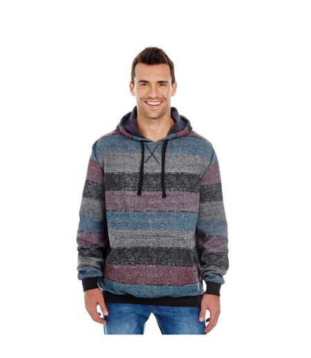 Sweat À Capuche Motif/style Rayé Homme Rouge Noir Burnside