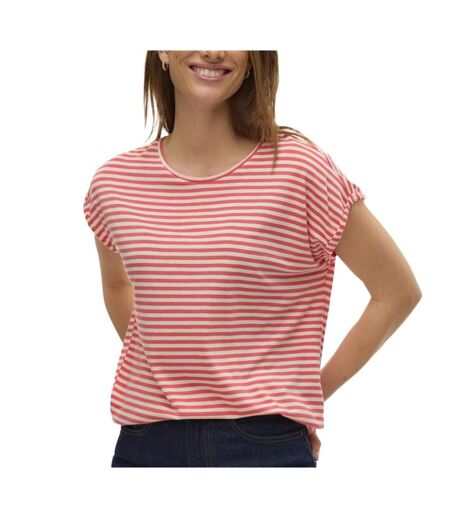 T-shirt blanc/rouge femme vero moda mava - m