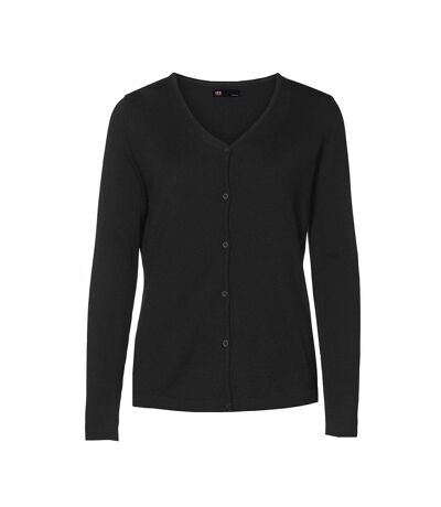ID Womens/Ladies Fitted Button Up Cardigan (Black)