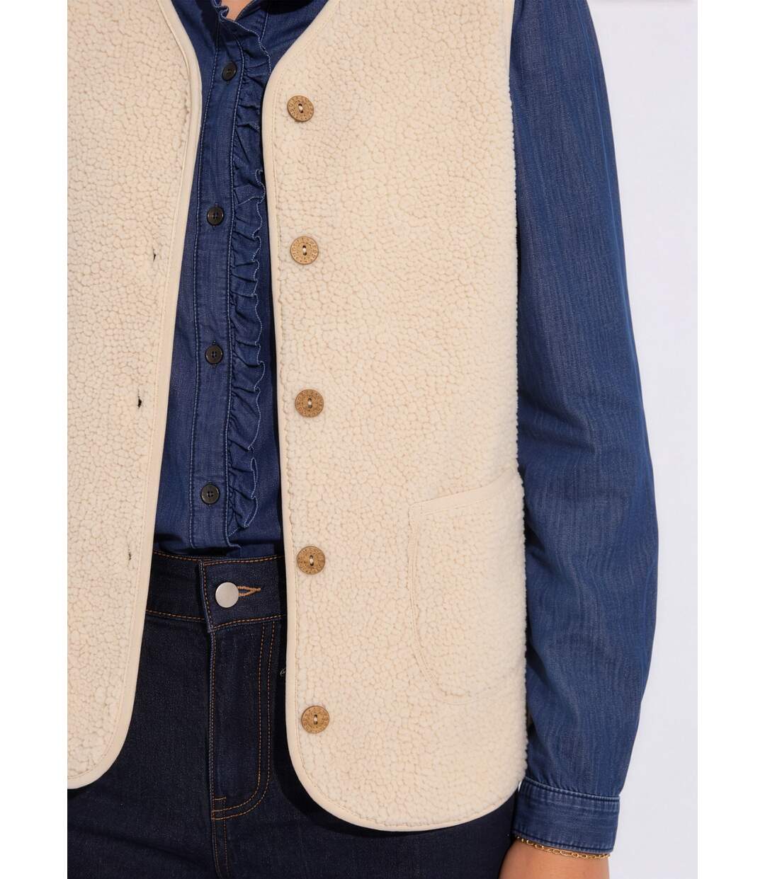 Veste sans manches en sherpa intérieur velouté-4