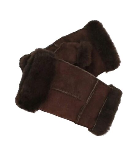 Womens/ladies Glitten Sheepskin Mittens Brown Eastern Counties Leather