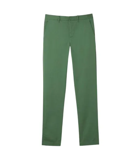Mens Organic Cotton Slim Chinos Ash Lacoste