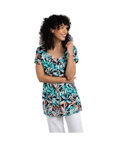 Womens/ladies Nuri Printed Eco Liva Tunic Aqua Blue Weird Fish