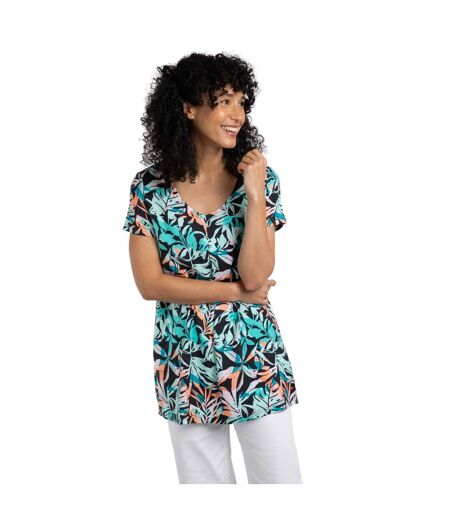 Womens/ladies Nuri Printed Eco Liva Tunic Aqua Blue Weird Fish