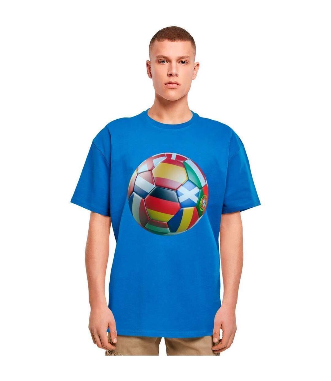T-shirt Footballs Coming Home Europe Tour Homme Bleu Cobalt Mister Tee-1