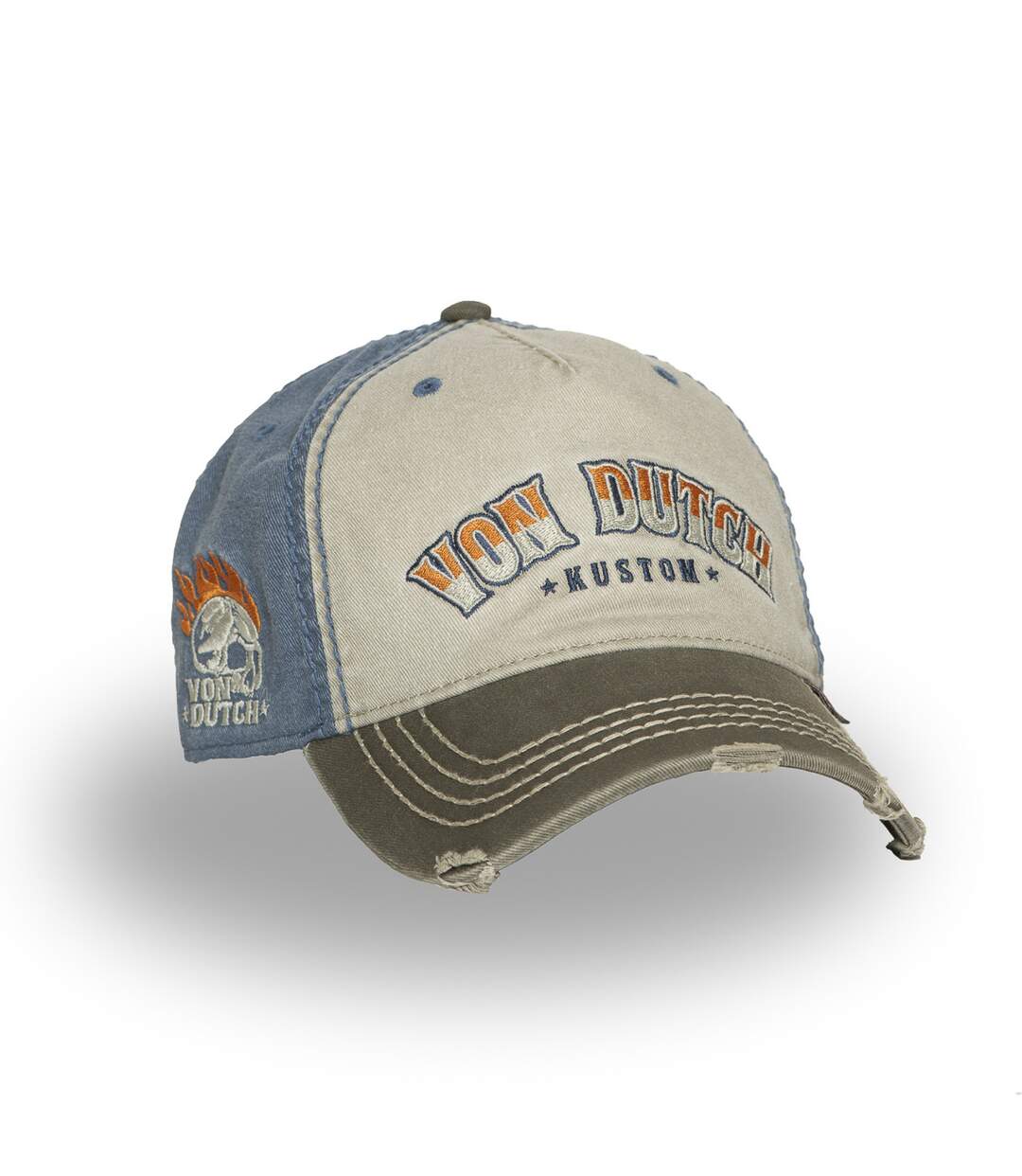 Casquette baseball adulte devant avec broderie effet usé Retro Skull Vondutch-3