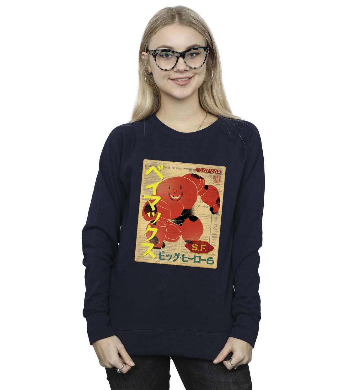 Disney - Sweat BIG HERO BAYMAX BAYMAX NEWSPAPER - Femme (Bleu marine) - UTBI11394-2