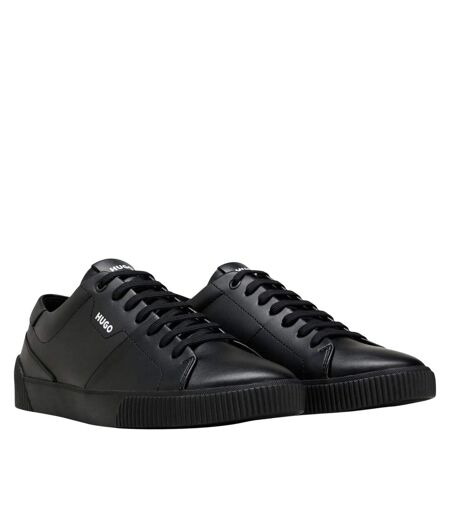 Mens Zero Leather Tennis Trainers Black Hugo