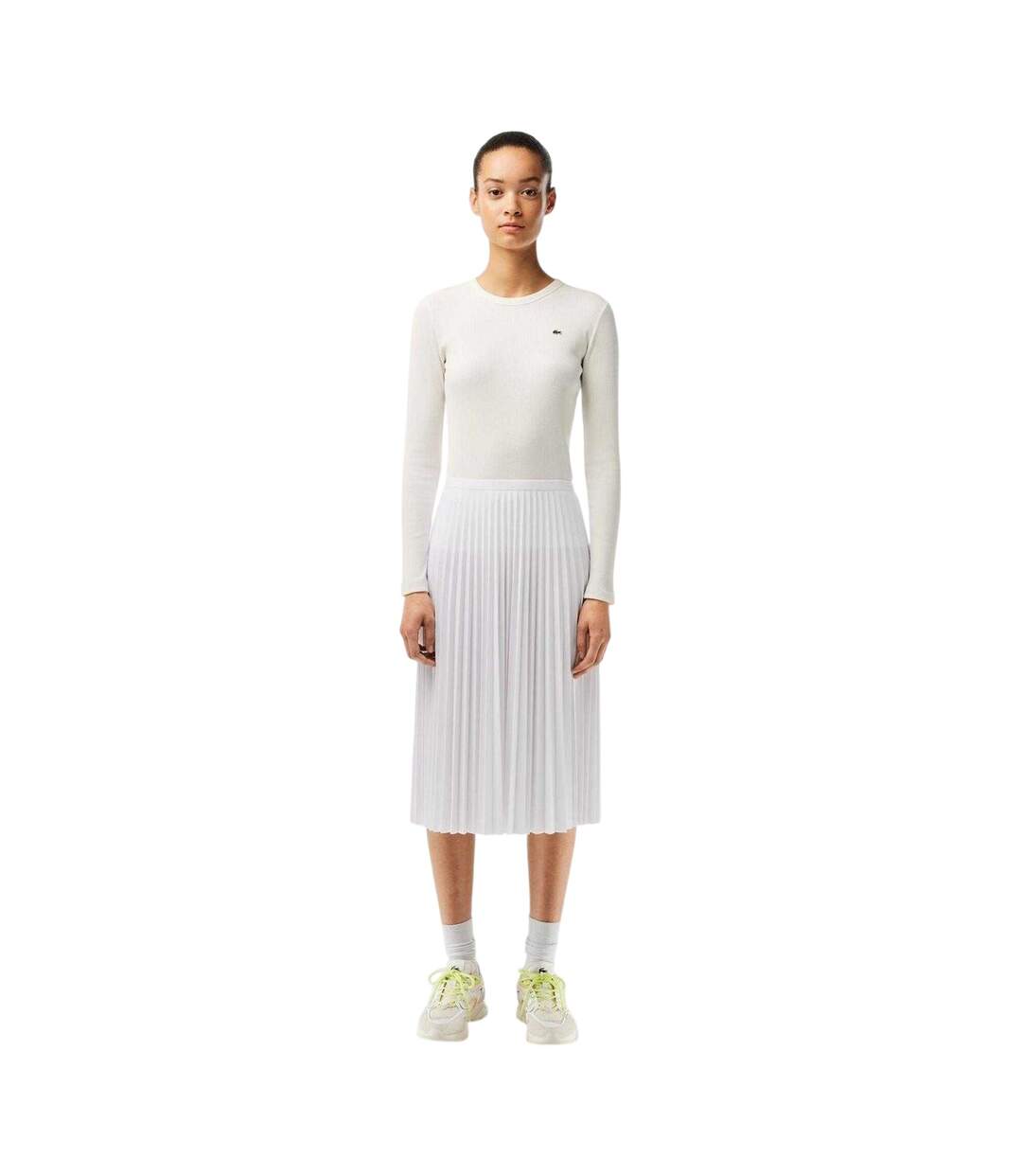 Jupe Mi-longue Motif/style Plissé Femme Blanc Lacoste-1