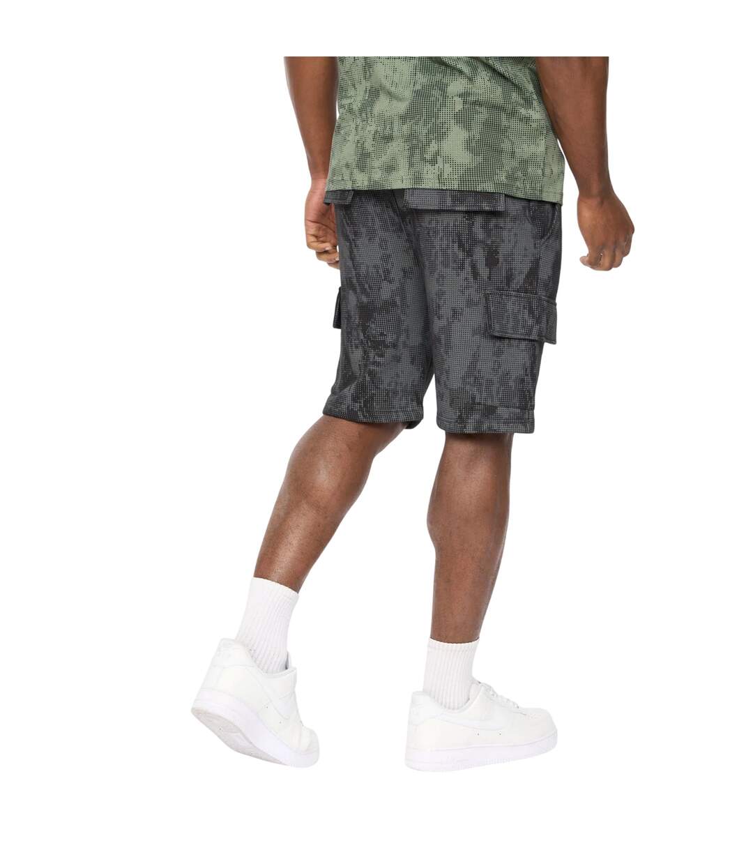 Mens Bardon Camo Cargo Shorts Black Camo Crosshatch-3