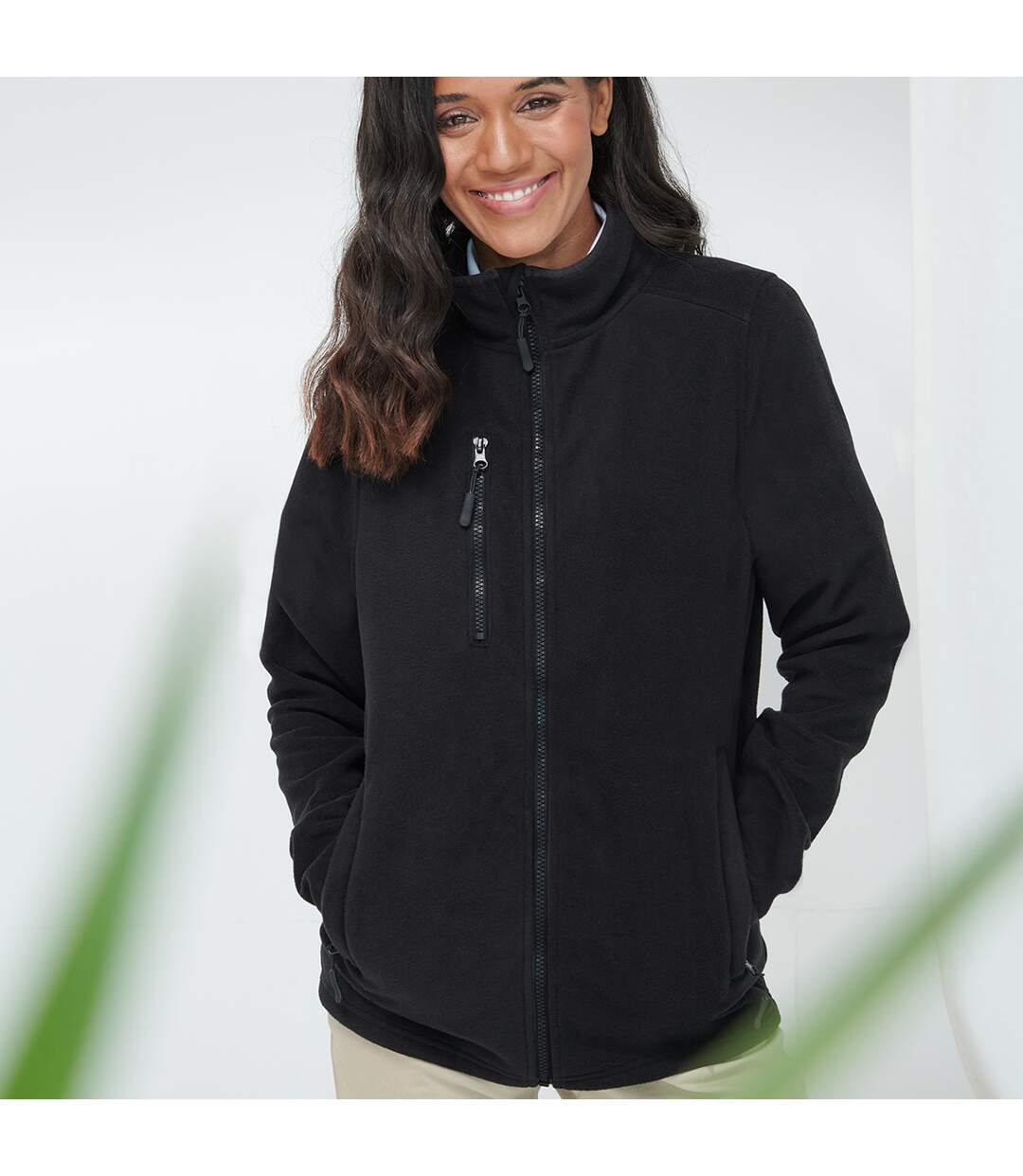 Unisex adult recycled polyester fleece jacket black Henbury-4