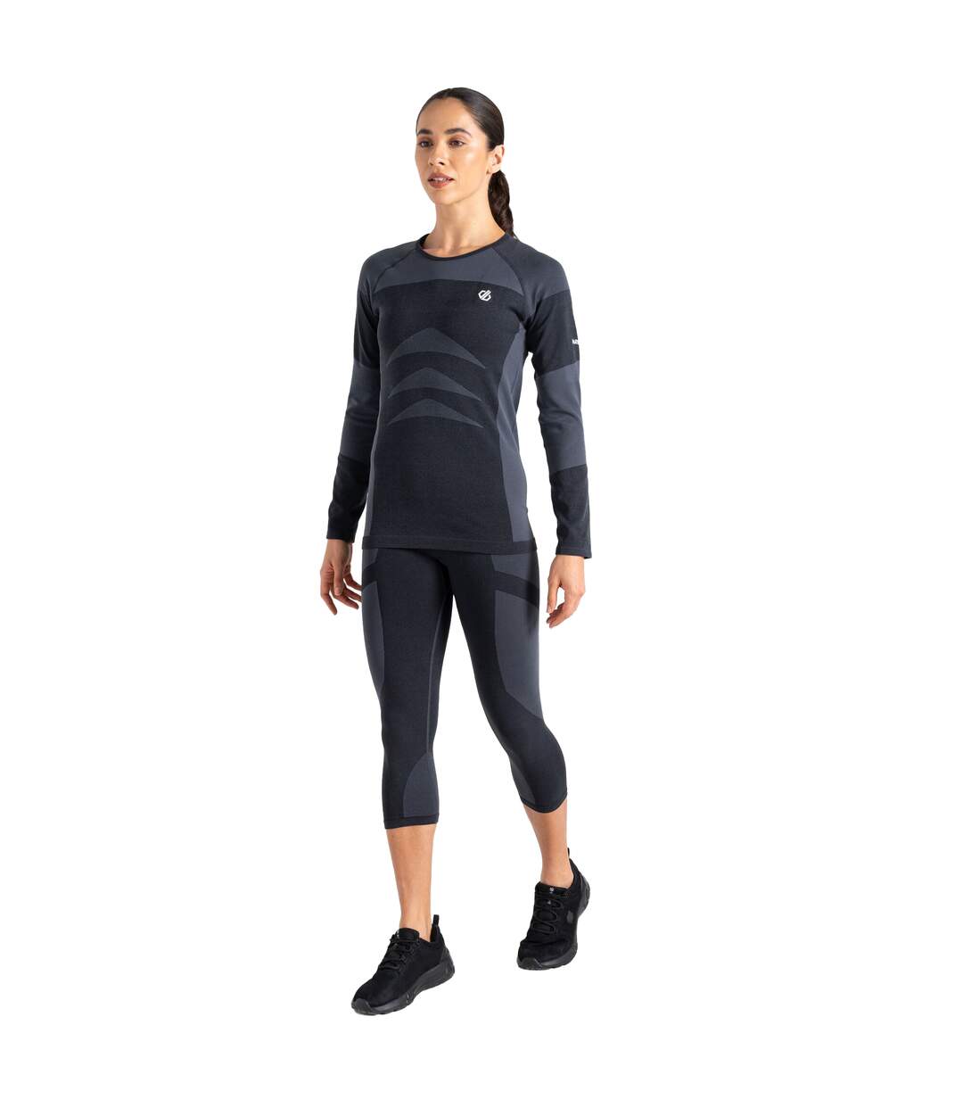 Womens/ladies In The Zone Ii Panel 3/4 Leggings Black Black Dare 2B-1