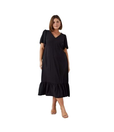 Dorothy Perkins Womens/Ladies Slub Plus Angel Sleeve Midi Dress (Black) - UTDP2397