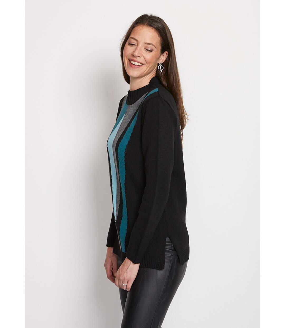 Pull-tunique jacquard col montant-3