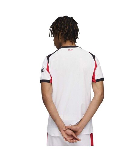 Mens Authentic 25/26 Ac Milan Badge Football Away Shirt Off White Deep Crimson Red Puma