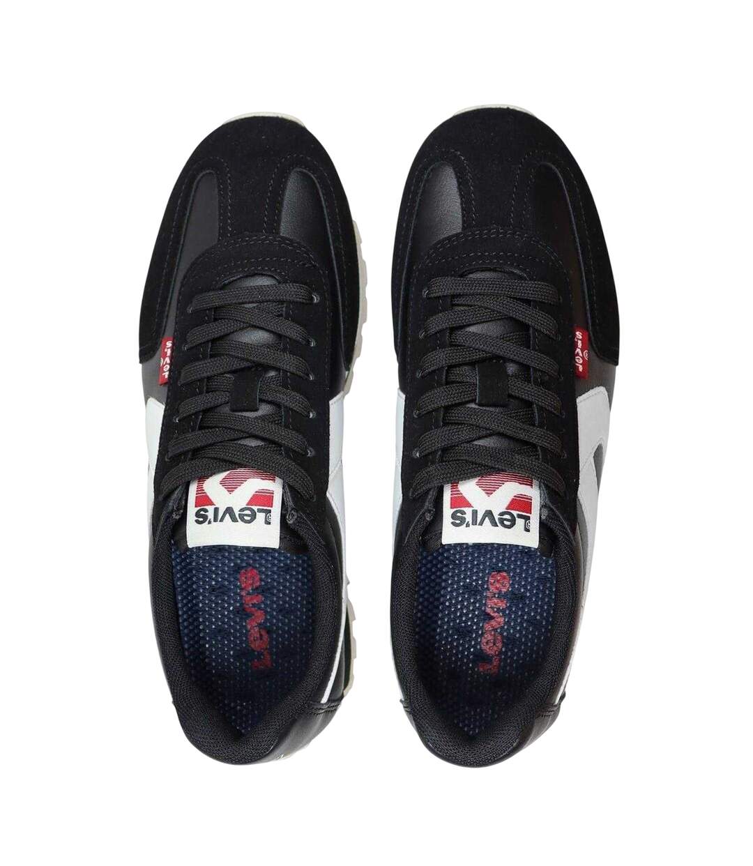 Womens/ladies Leather Trainers Black White Levis-4