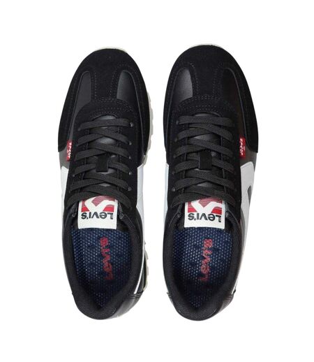 Womens/ladies Leather Trainers Black White Levis