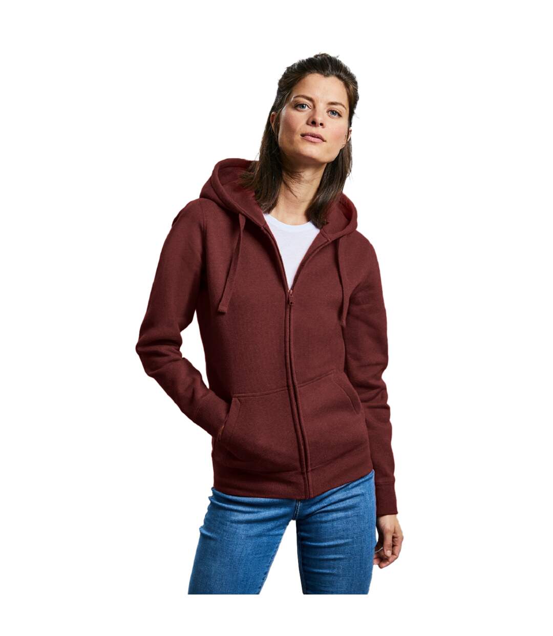 Veste à capuche authentic femme bordeaux chiné Russell-2