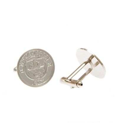 Manchester City FC Silver Plated Crest Boxed Cufflinks (Silver) (One Size)