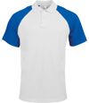 Polo bicolore baseball homme - K226 - blanc - royal - manches courtes